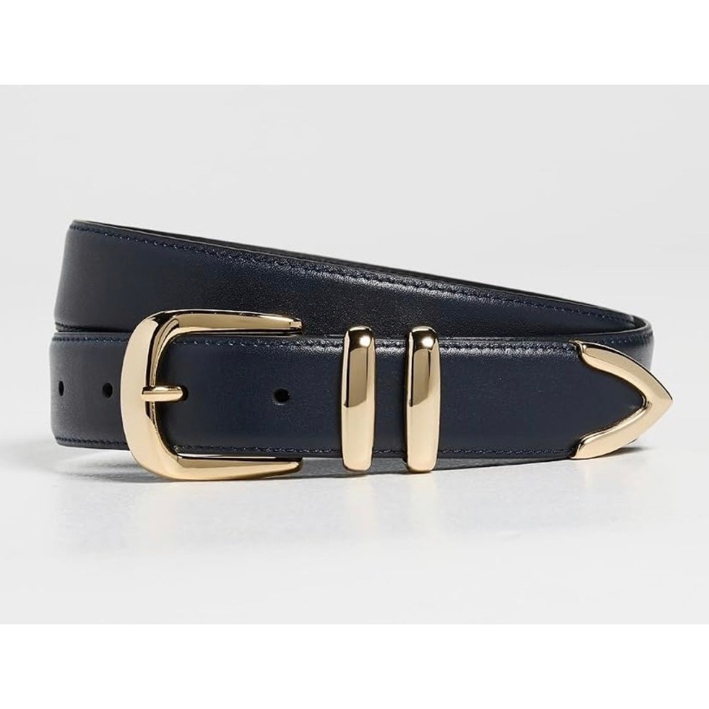 Favorite Daughter Navy Blue Leather Belt Gold Hardware FD3000002 XS NEW